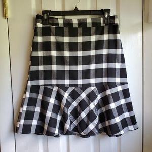 Gap Black & White Checked Flare Skirt
